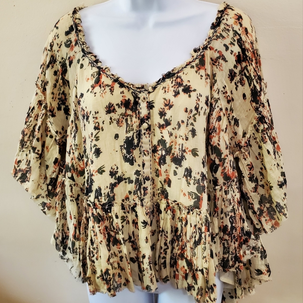 Free People Oversized Floral Print Off Shoulder or On Top